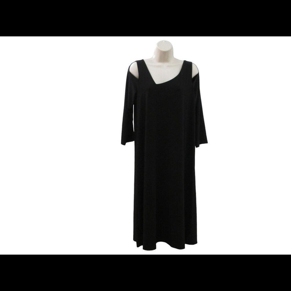 Simpli Womens Black Cold Shoulder Sleeve Maxi Dress Size 14 Made in Canada READ‍